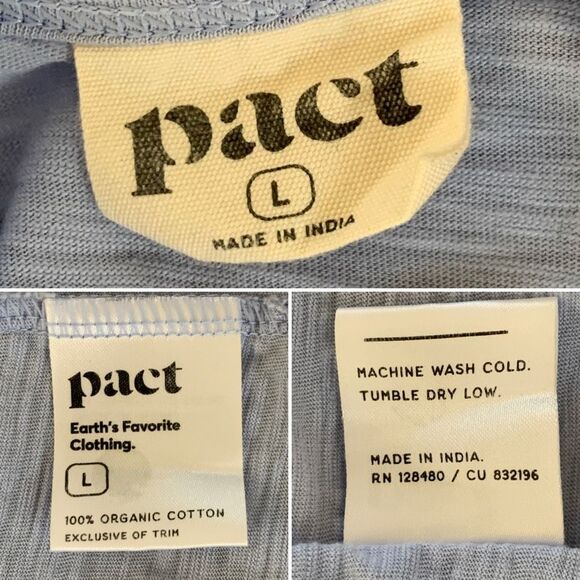 Pact Organic Cotton‎ Relaxed Slub Tank Maxi Dress Light Blue Size L - Picture 10 of 12
